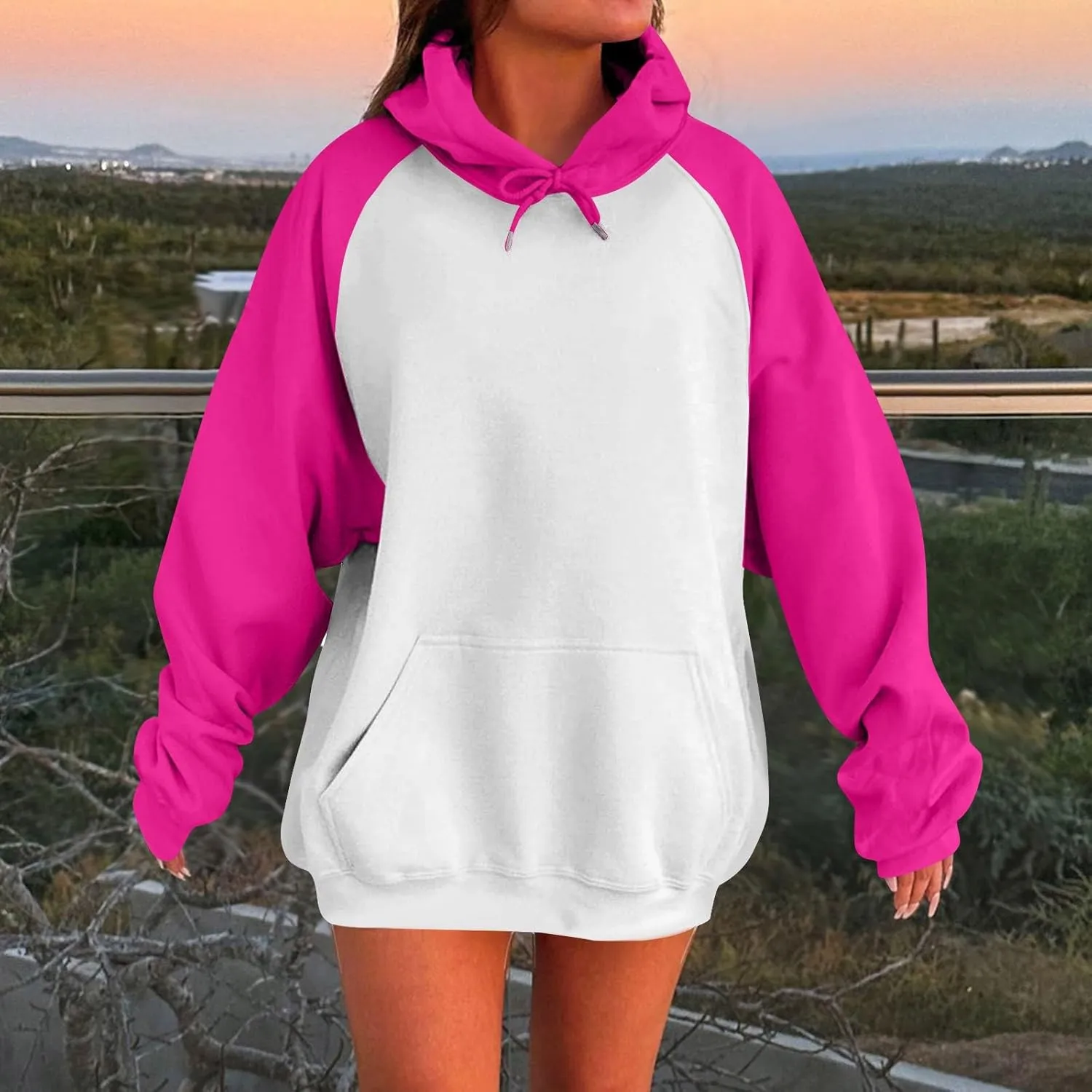 Gumipy Oversized Hoodies for Women Trendy Fleece Color Block Womens Sweatshirt Hoodies Plus Size Winter Clothes with Pocket