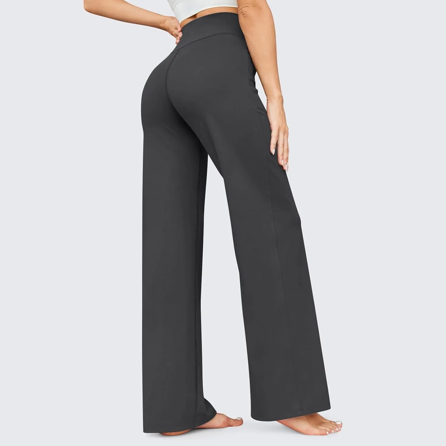 Gumipy Women Yoga Pants Casual Comfy Wide Leg Pants Stretch High Waisted Lounge Pants Straight Leg Sweatpants with Pockets