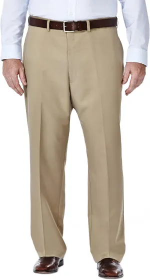 Haggar Men's Cool 18 Classic Fit Flat Front and Pleat Front Hidden Expandable Waistband Pant Big and Tall Sizes