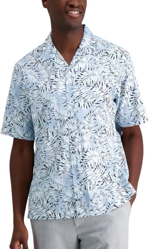 Haggar Men's Short Sleeve Printed Stretch Camp Shirt