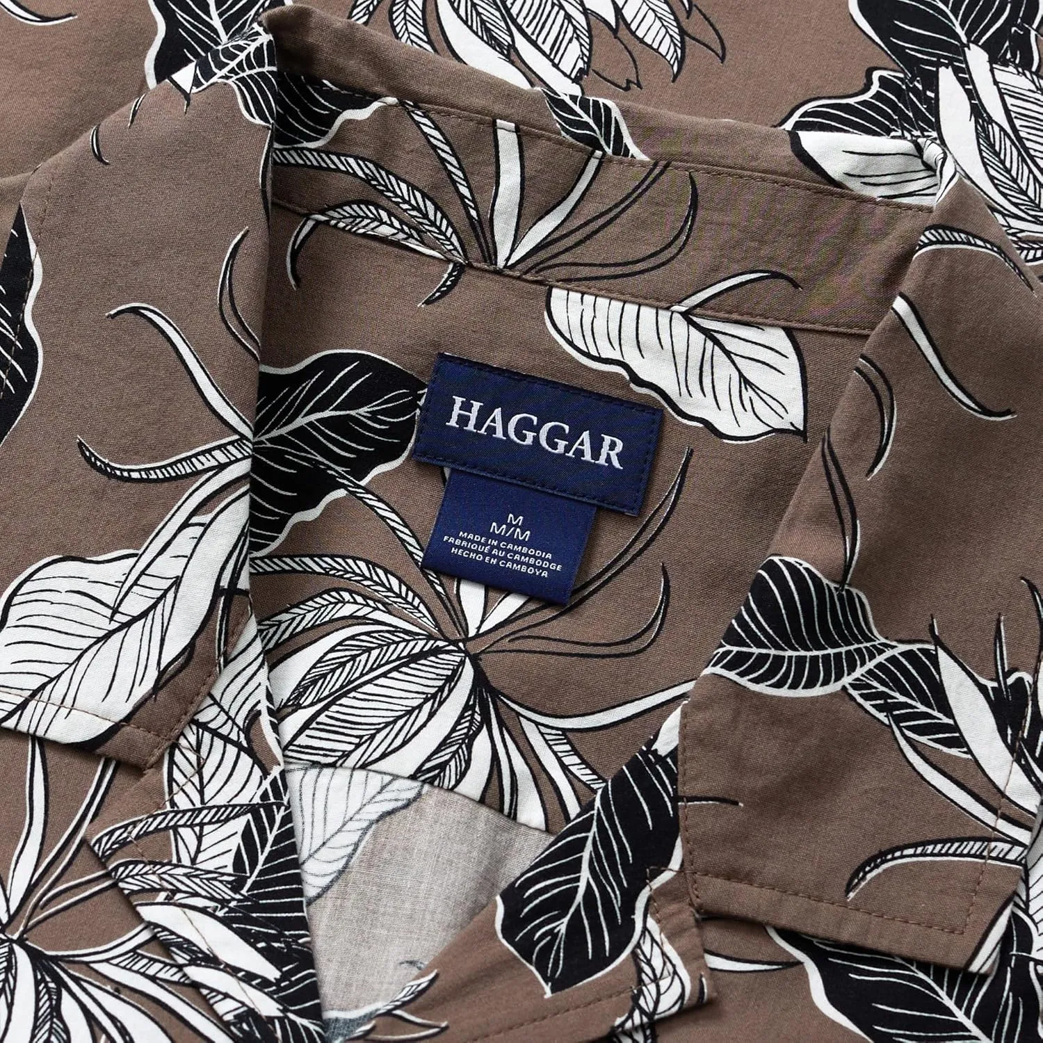 Haggar Men's Short Sleeve Printed Stretch Camp Shirt