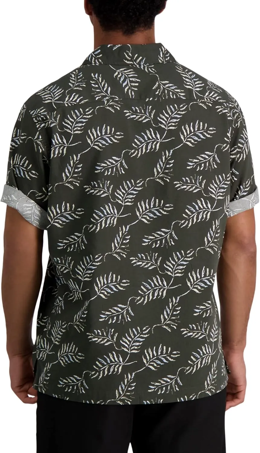 Haggar Men's Short Sleeve Printed Stretch Camp Shirt
