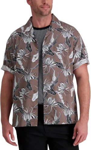 Haggar Men's Short Sleeve Printed Stretch Camp Shirt
