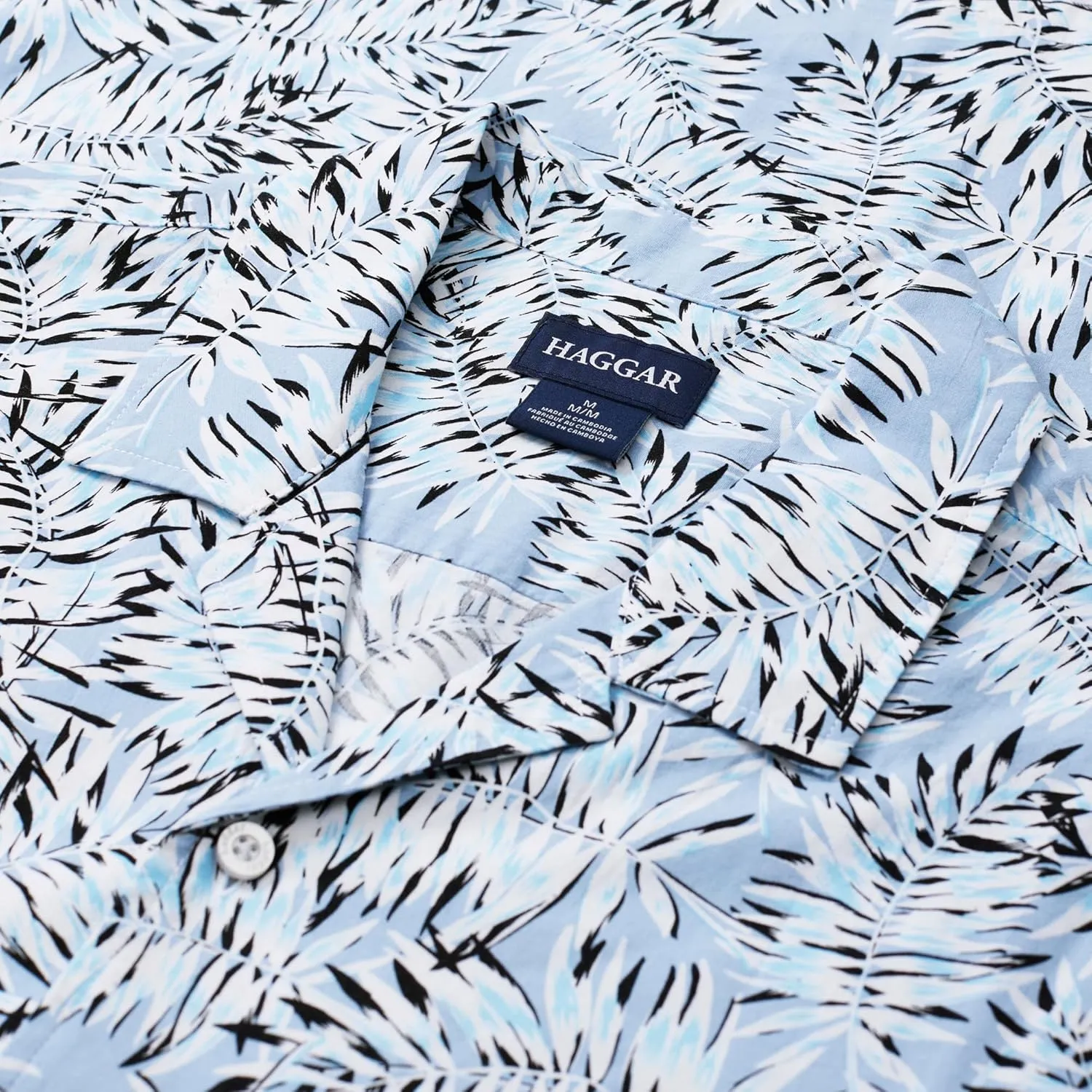 Haggar Men's Short Sleeve Printed Stretch Camp Shirt
