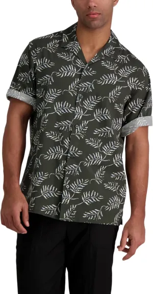 Haggar Men's Short Sleeve Printed Stretch Camp Shirt