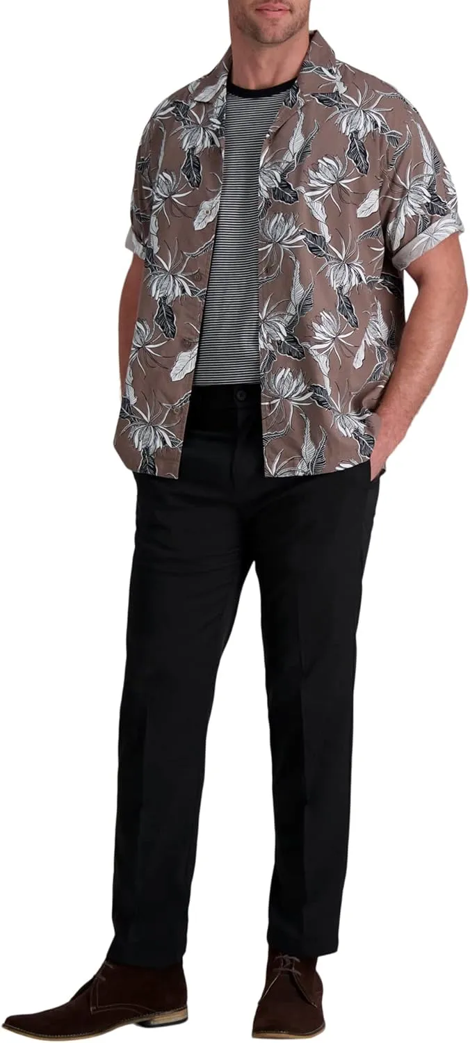 Haggar Men's Short Sleeve Printed Stretch Camp Shirt