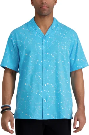 Haggar Men's Short Sleeve Printed Stretch Camp Shirt