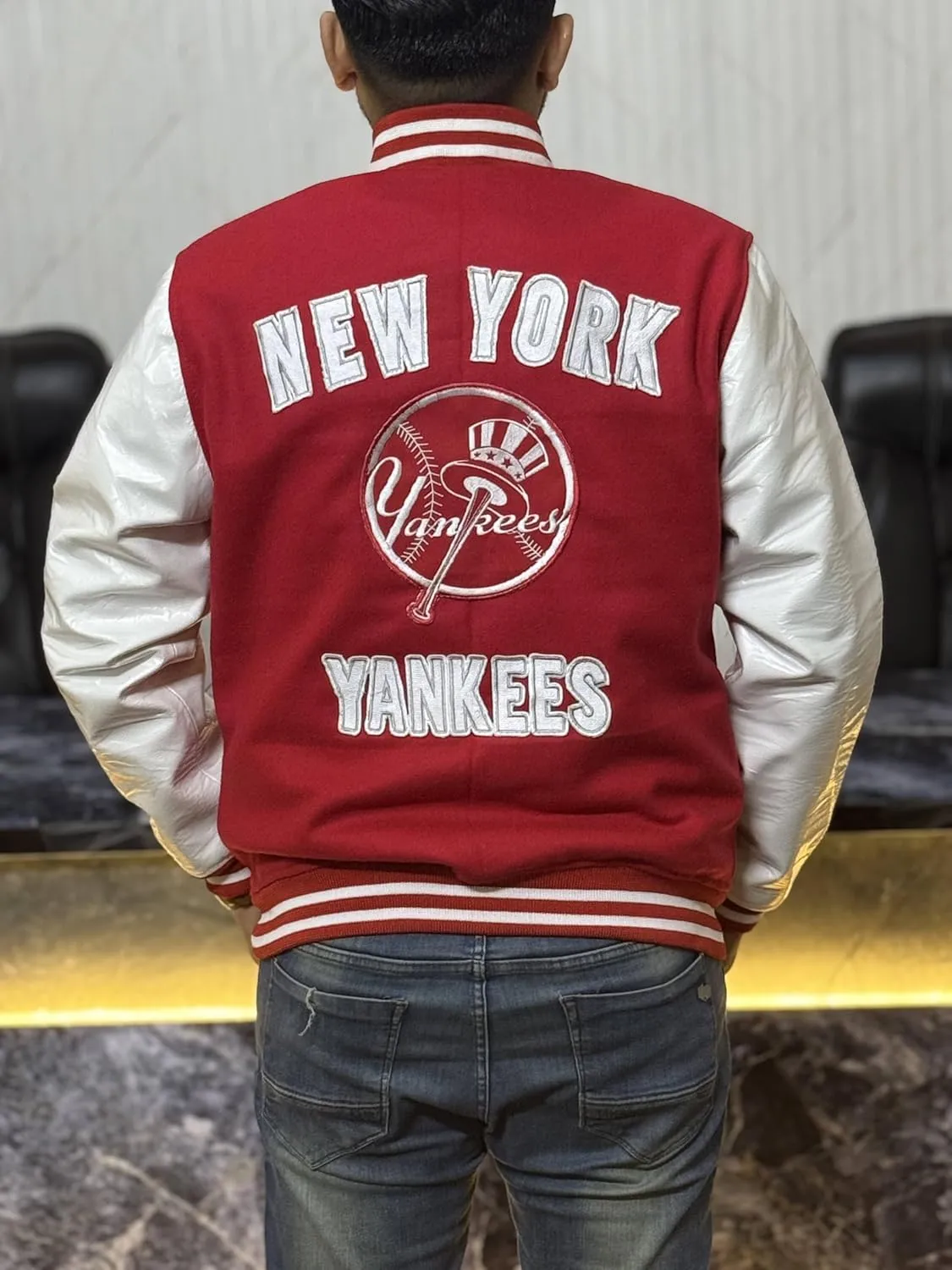 H&D Clothing Mens New Letterman Yankees York Varsity Jacket Mens NY College Baseball Varsity Bomber Jacket