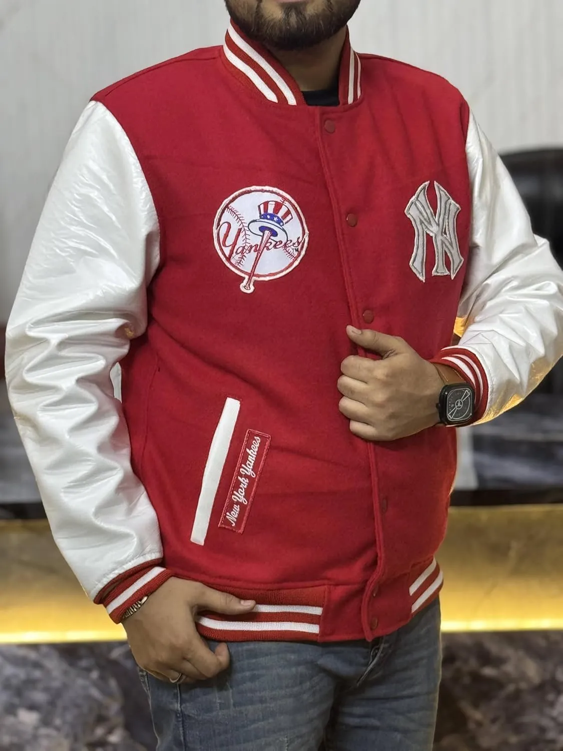 H&D Clothing Mens New Letterman Yankees York Varsity Jacket Mens NY College Baseball Varsity Bomber Jacket
