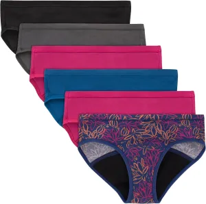 Hanes Girls' Comfort, Period. Boys'hort & Hipster Period Underwear, Moderate Protection, Multi-Pack