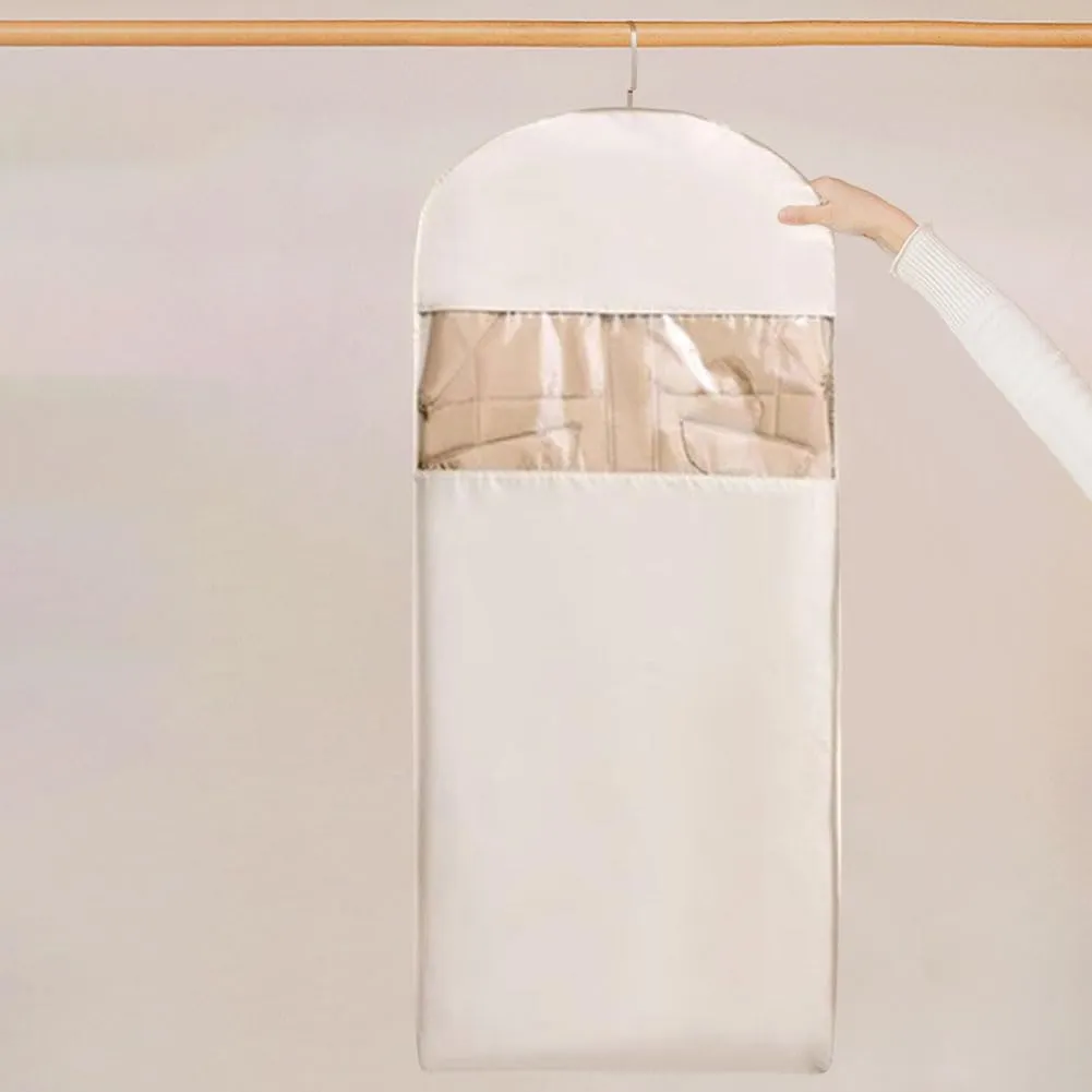 Hanging Garment Bag with Self Compression Zipper Space Saver for Coats and Jackets Storage