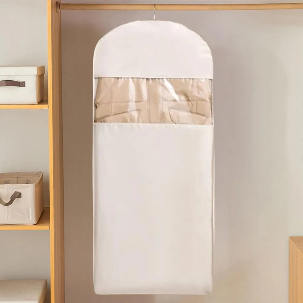 Hanging Garment Bag with Self Compression Zipper Space Saver for Coats and Jackets Storage