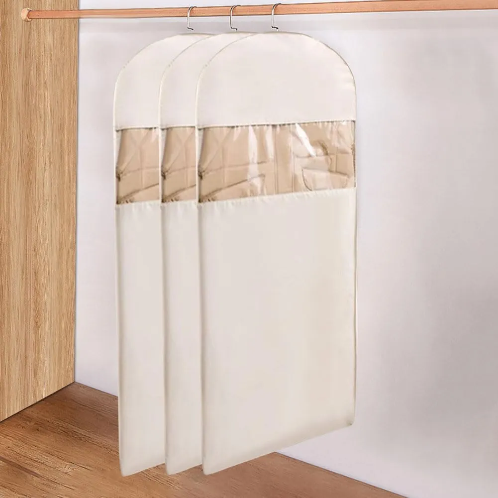 Hanging Garment Bag with Self Compression Zipper Space Saver for Coats and Jackets Storage