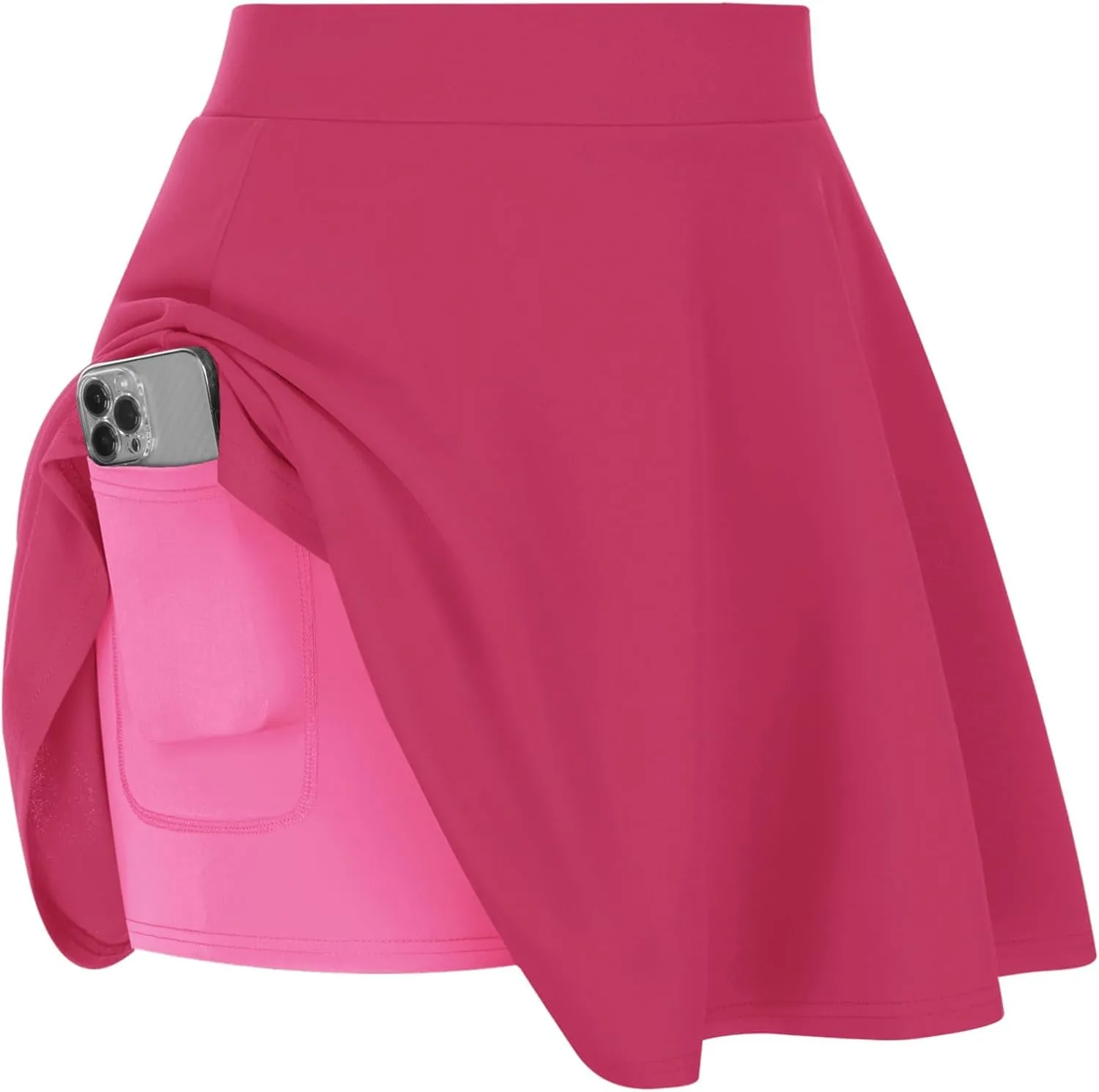 Hanna Nikole Women Plus Size Casual Mini Skater Skirt Elastic Lining High Waist Basic Flared Skorts Pleated with Pocket