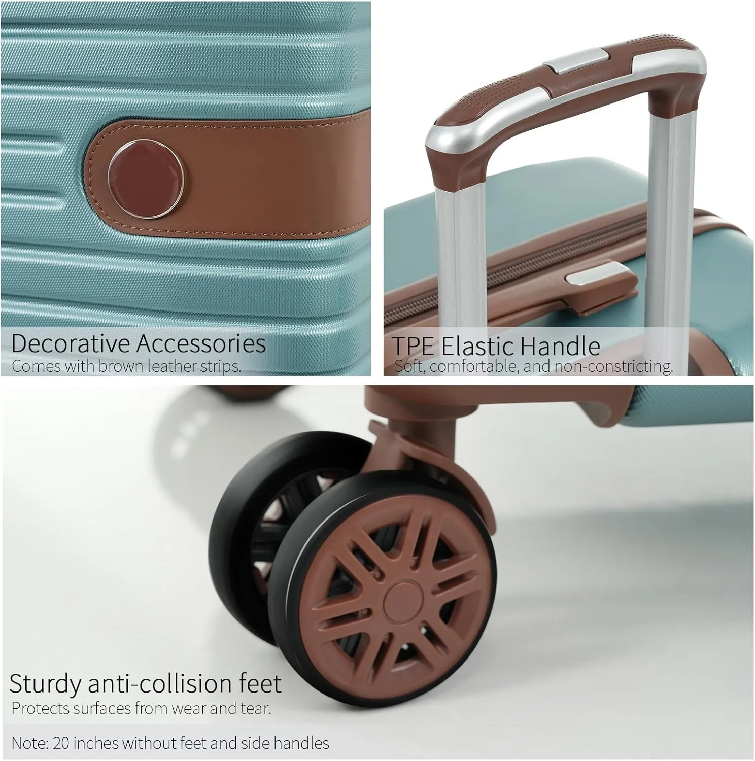 Hardshell Luggage Sets 3 Piece Carry-on Suitcase Double Spinner Wheels with TSA Lock for Men Women (Blue 1)
