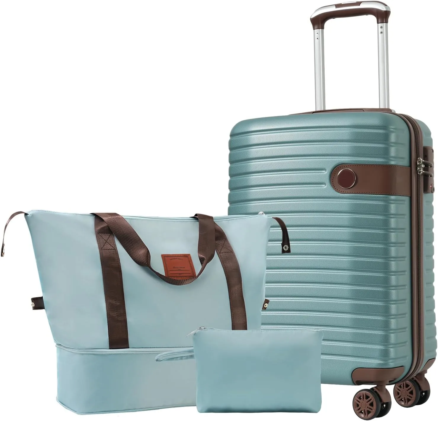 Hardshell Luggage Sets 3 Piece Carry-on Suitcase Double Spinner Wheels with TSA Lock for Men Women (Blue 1)