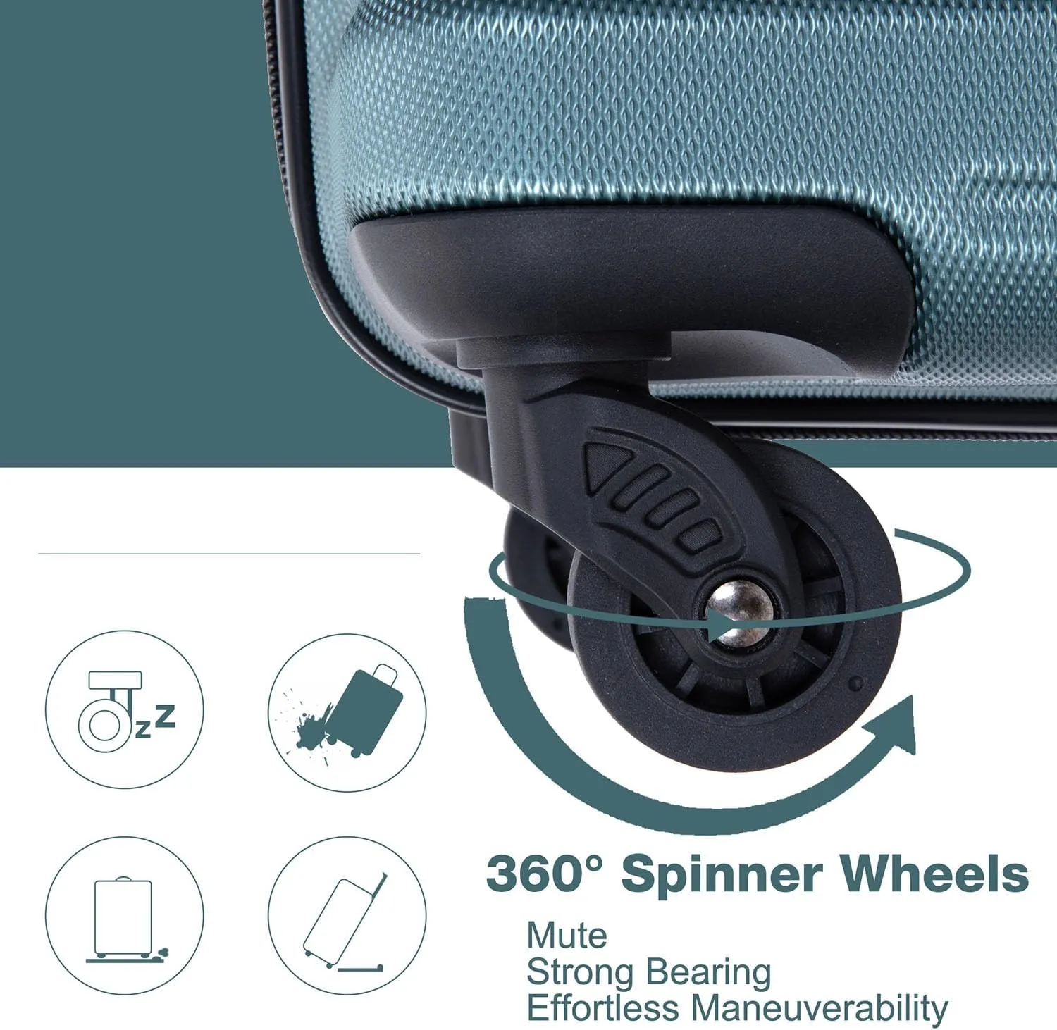 Hardshell Luggage Sets 3 Piece,Rolling Suitcases with Wheels,Travel Suitcase&Hard Hhell Suitcases with Two Hooks,TSA Lock,Adjustable Pull Rod(21/25/29) (Dark Green)
