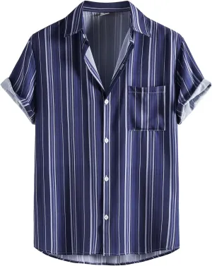 Hawaiian Shirt for Men, 50s Rockabilly Style Button Down Shirts Cuban Style Camp Shirt Christmas Hawaiian Shirt for