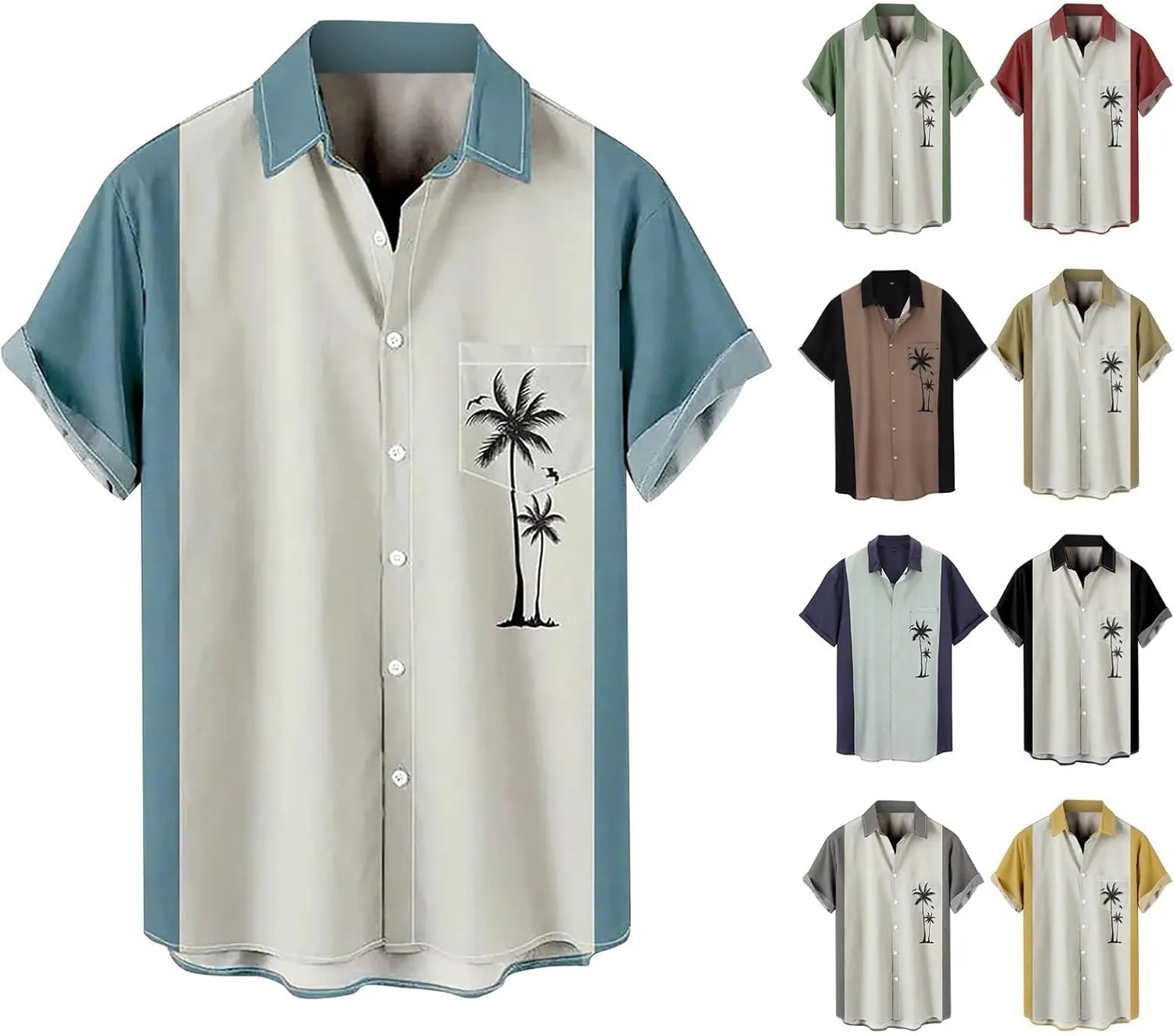Hawaiian Shirt for Men Big and Tall Button Down Shirt Men Lightweight Summer Beach Clothing for Men Shirts for Men Tops