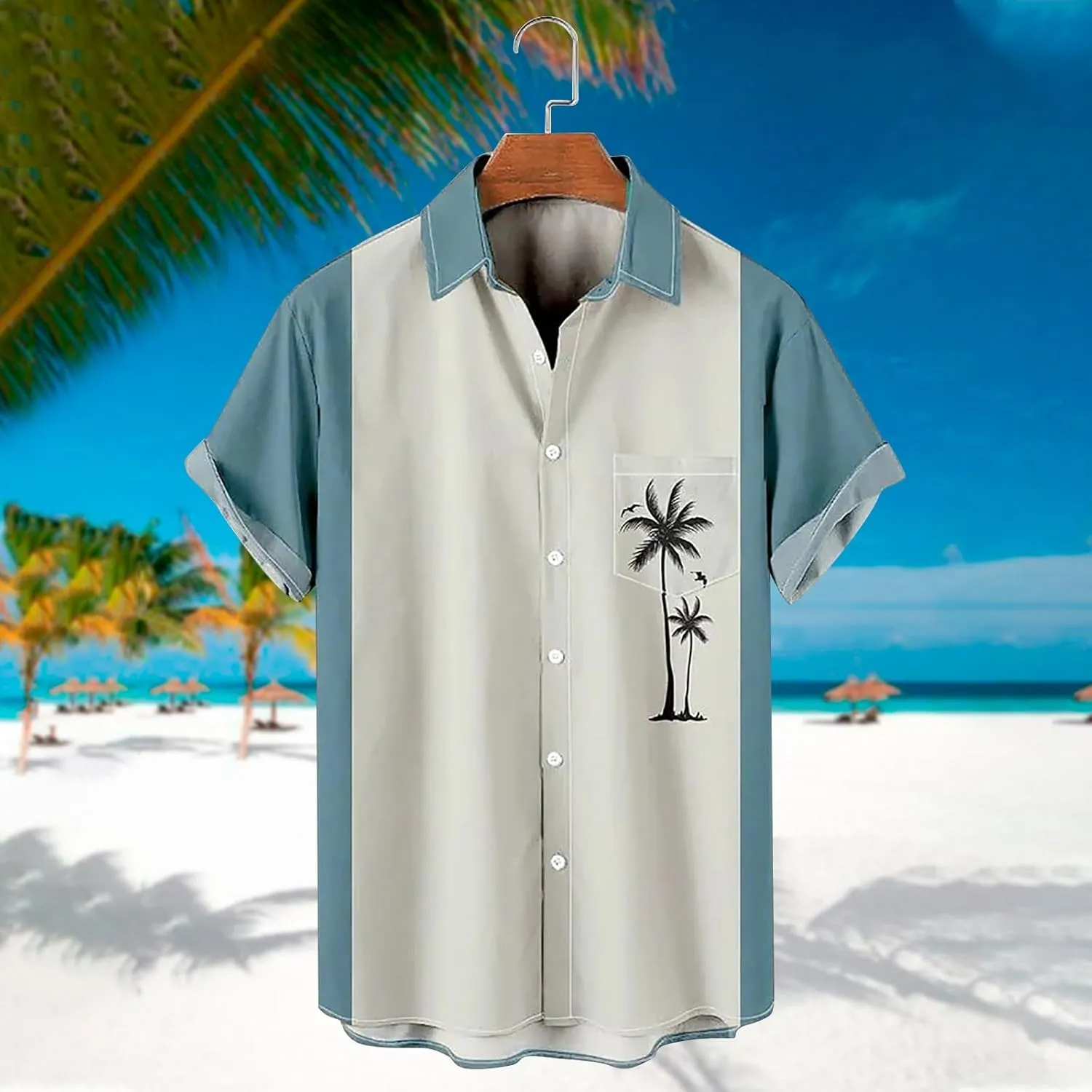 Hawaiian Shirt for Men Big and Tall Button Down Shirt Men Lightweight Summer Beach Clothing for Men Shirts for Men Tops
