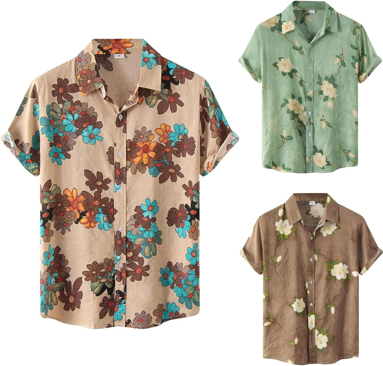 Hawaiian Shirt for Men Big and Tall Shirts Solid Button Down Summer Beach Shirt Men Bowling Shirt Vintage Bowling Tops