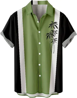 Hawaiian Shirt for Men, Breathable Hawaiian Short Sleeve Shirt Men's Casual Short Sleeve Shirts Corduroy Basic Cotton