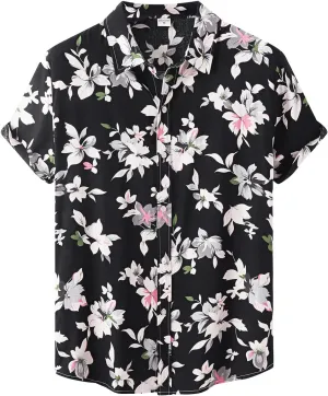 Hawaiian Shirt for Men Casual Beach Shirt Tops Hawaiian Shirt for Men Short Sleeve Beach Printed Summer Button Down