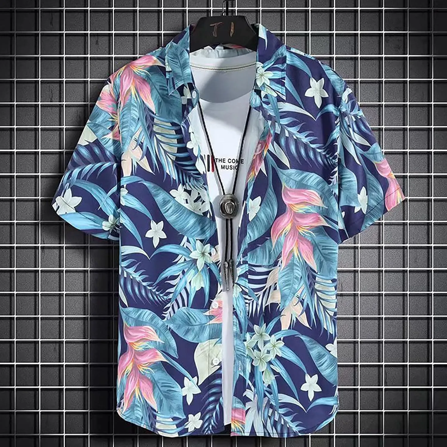 Hawaiian Shirt for Men, Casual Short Sleeve Button Down Beach Shirts Men's Cotton Button Down Short Sleeve Hawaiian