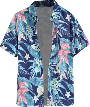 Hawaiian Shirt for Men, Casual Short Sleeve Button Down Beach Shirts Men's Cotton Button Down Short Sleeve Hawaiian