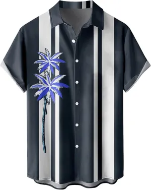 Hawaiian Shirt for Men Print Shirt Men's Hawaiian Shirt Short Sleeves Printed Button Hawaiian Bowling