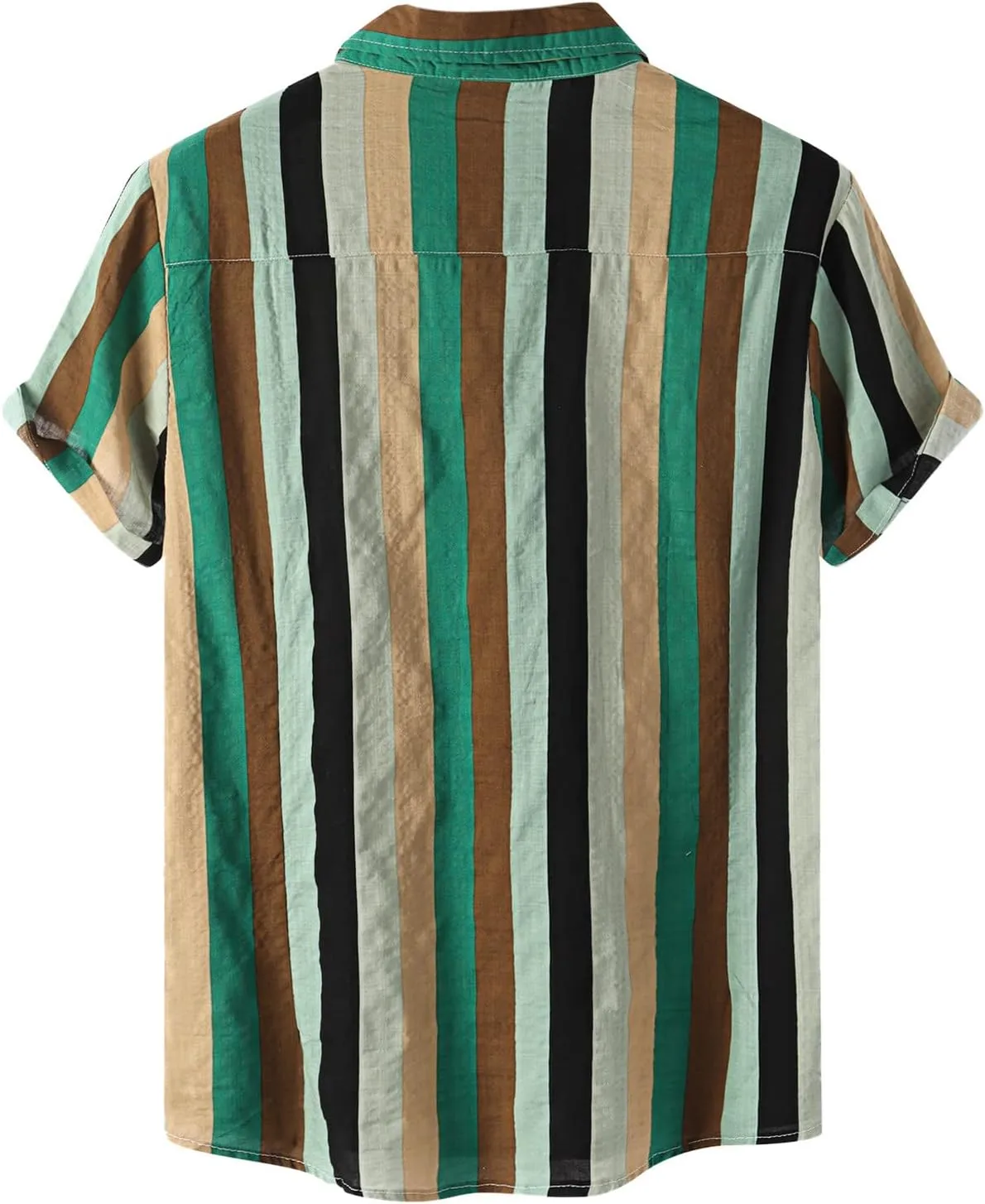 Hawaiian Shirt for Men Short Sleeve Button Down Summer Cuba Beach Shirts Striped Print Top with Pocket
