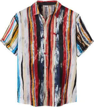 Hawaiian Shirt for Men, Sleeve Cuban Guayabera Shirts Mens Linen Shirt Button Down Short Sleeve Shirt Cuban Summer