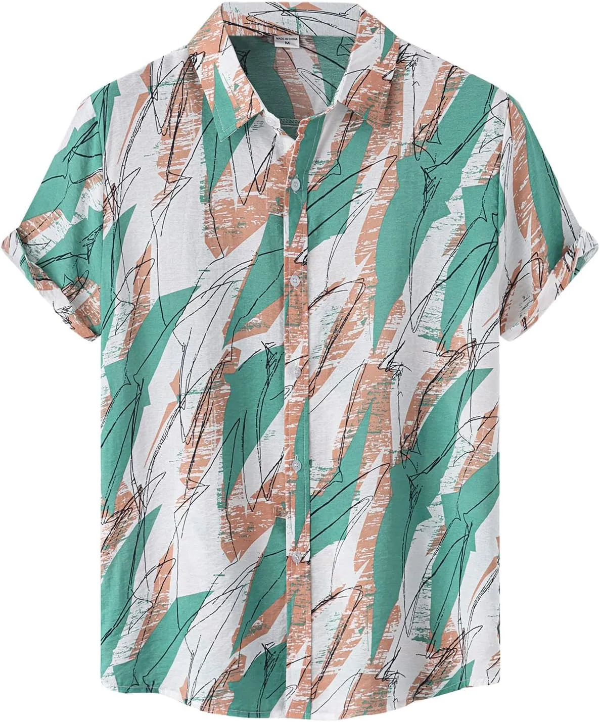 Hawaiian Shirt for Men, Sleeve Cuban Guayabera Shirts Mens Linen Shirt Button Down Short Sleeve Shirt Cuban Summer
