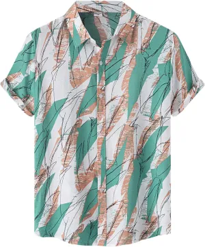 Hawaiian Shirt for Men, Sleeve Cuban Guayabera Shirts Mens Linen Shirt Button Down Short Sleeve Shirt Cuban Summer