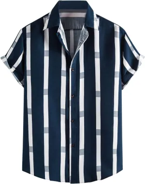 Hawaiian Shirt for Men Summer Button Down Shirt,Men's Vacation Aloha Shirt,Short Sleeve Beach Printed Tropical Shirts
