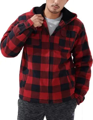 Heavyweight Hoodies for Men Jackets Comfy Sherpa Lined Zip Up Hoodie Coats with Pockets Outerwear