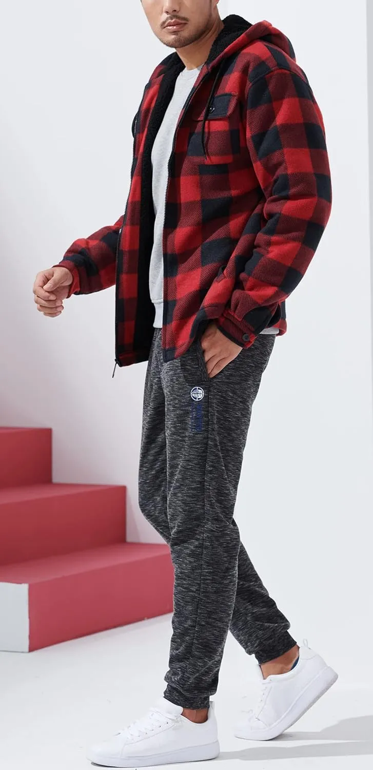Heavyweight Hoodies for Men Jackets Comfy Sherpa Lined Zip Up Hoodie Coats with Pockets Outerwear