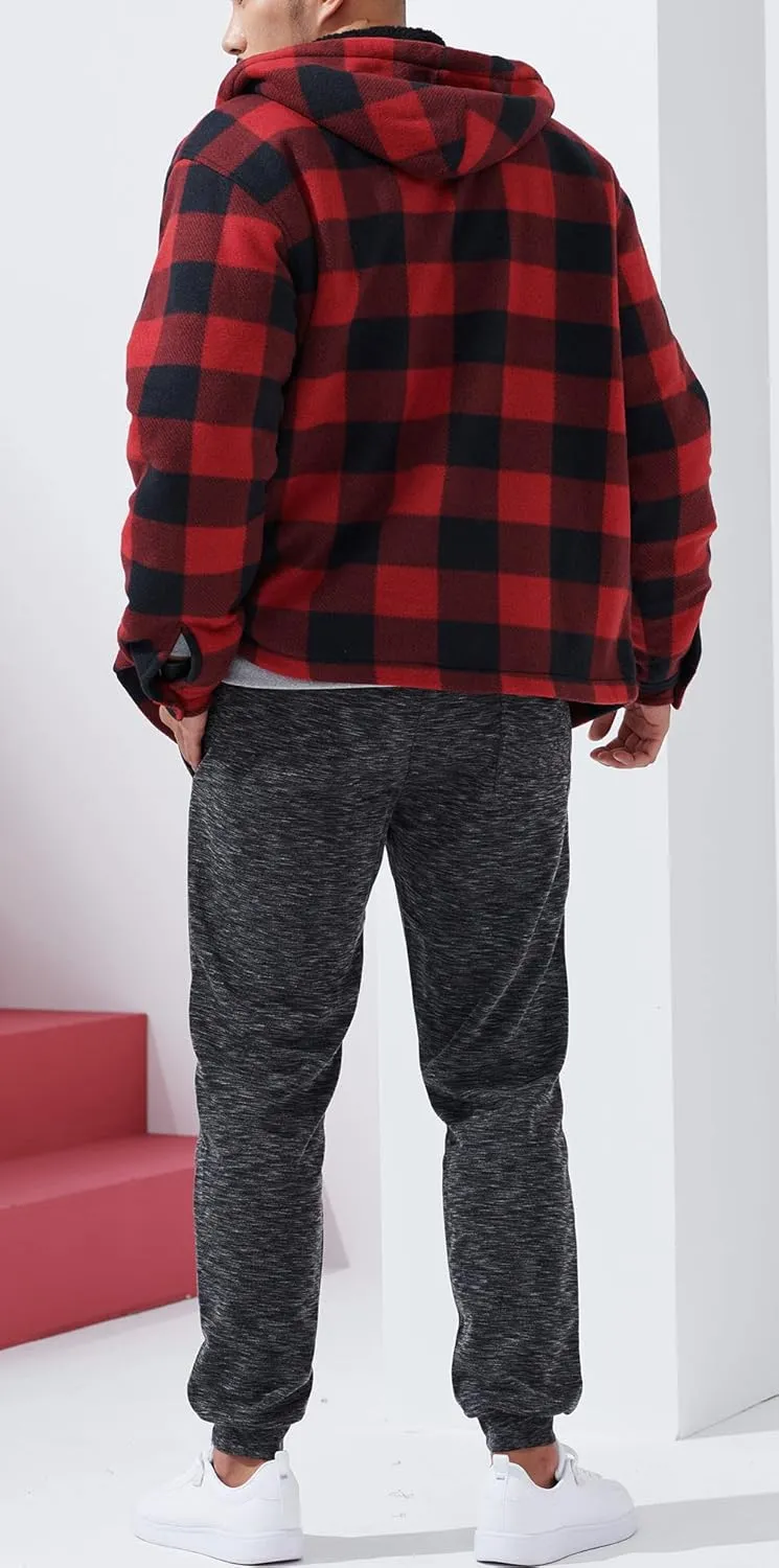 Heavyweight Hoodies for Men Jackets Comfy Sherpa Lined Zip Up Hoodie Coats with Pockets Outerwear