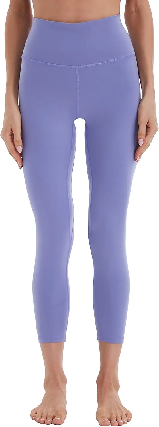 High Waist Yoga Pants 7/8 Length Tummy Control Workout Seamless Waistband Running Yoga Leggings for Women