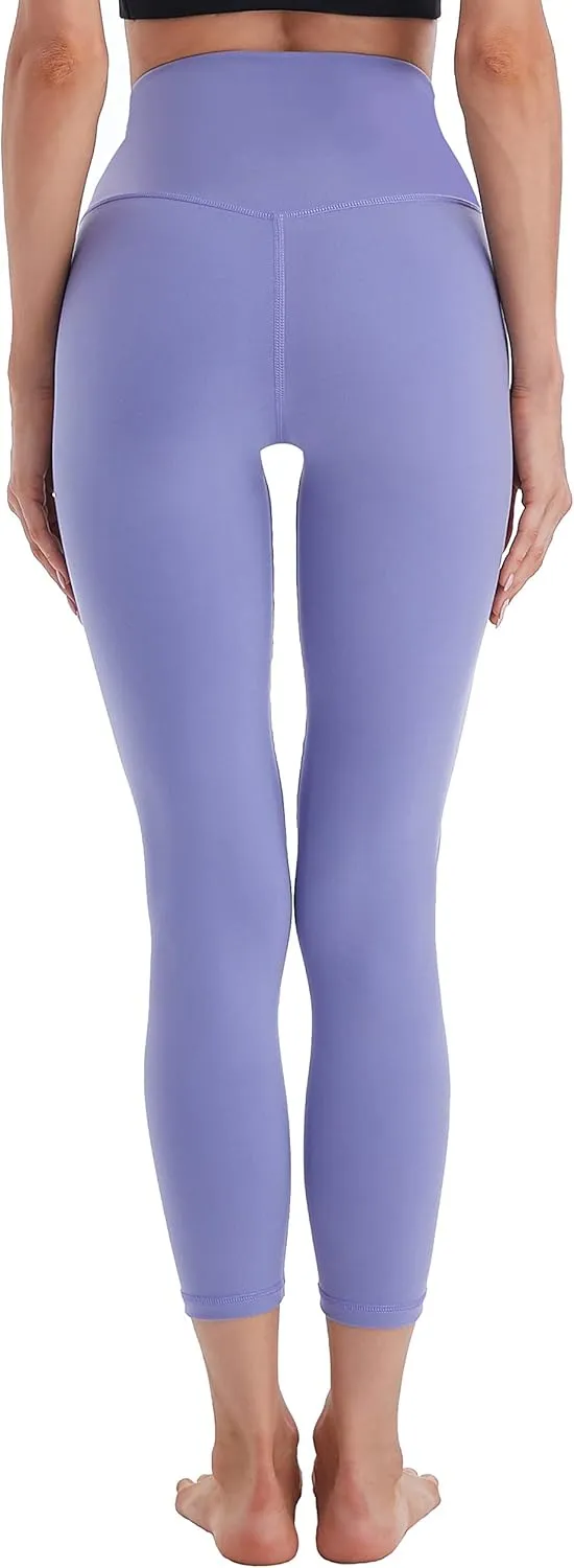 High Waist Yoga Pants 7/8 Length Tummy Control Workout Seamless Waistband Running Yoga Leggings for Women