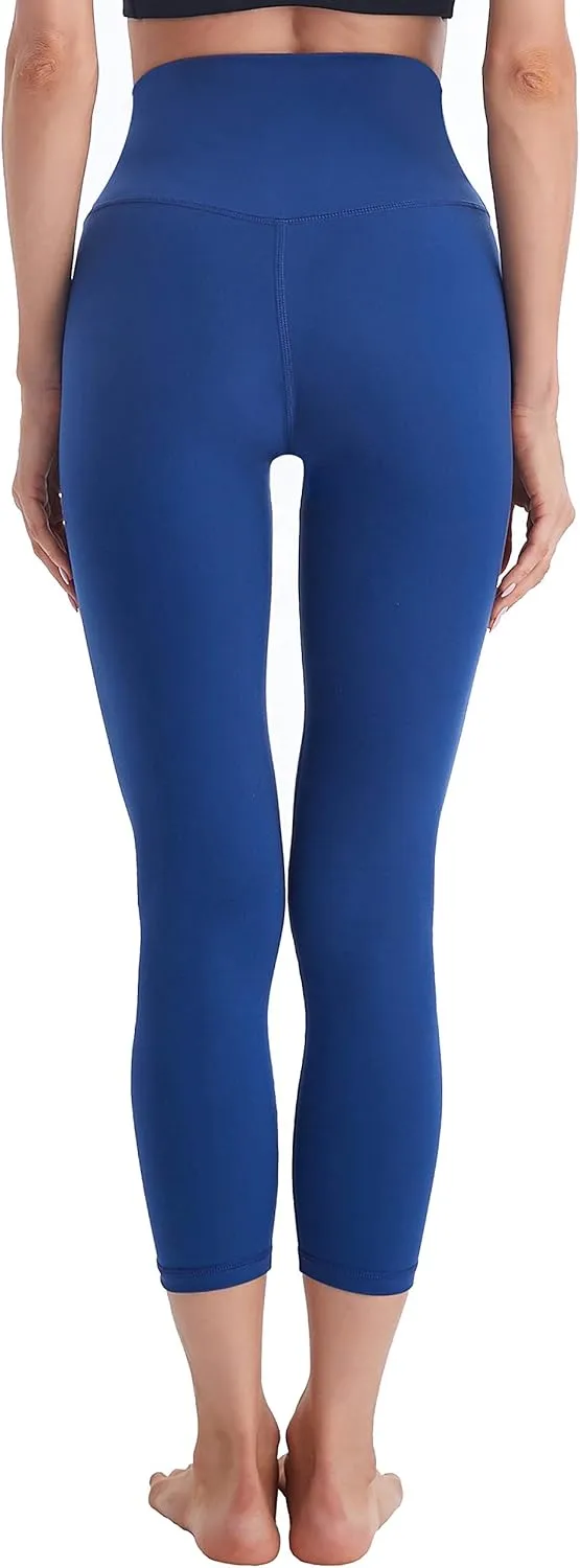 High Waist Yoga Pants 7/8 Length Tummy Control Workout Seamless Waistband Running Yoga Leggings for Women