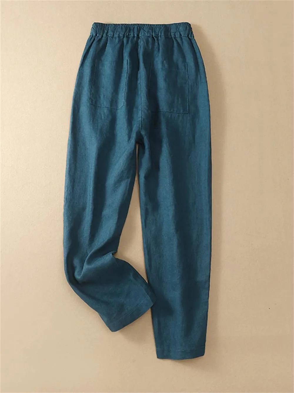 Hndudnff Women Loose Solid Cotton Pants Summer Casual Harem Pants Mid Waist Slim Trousers