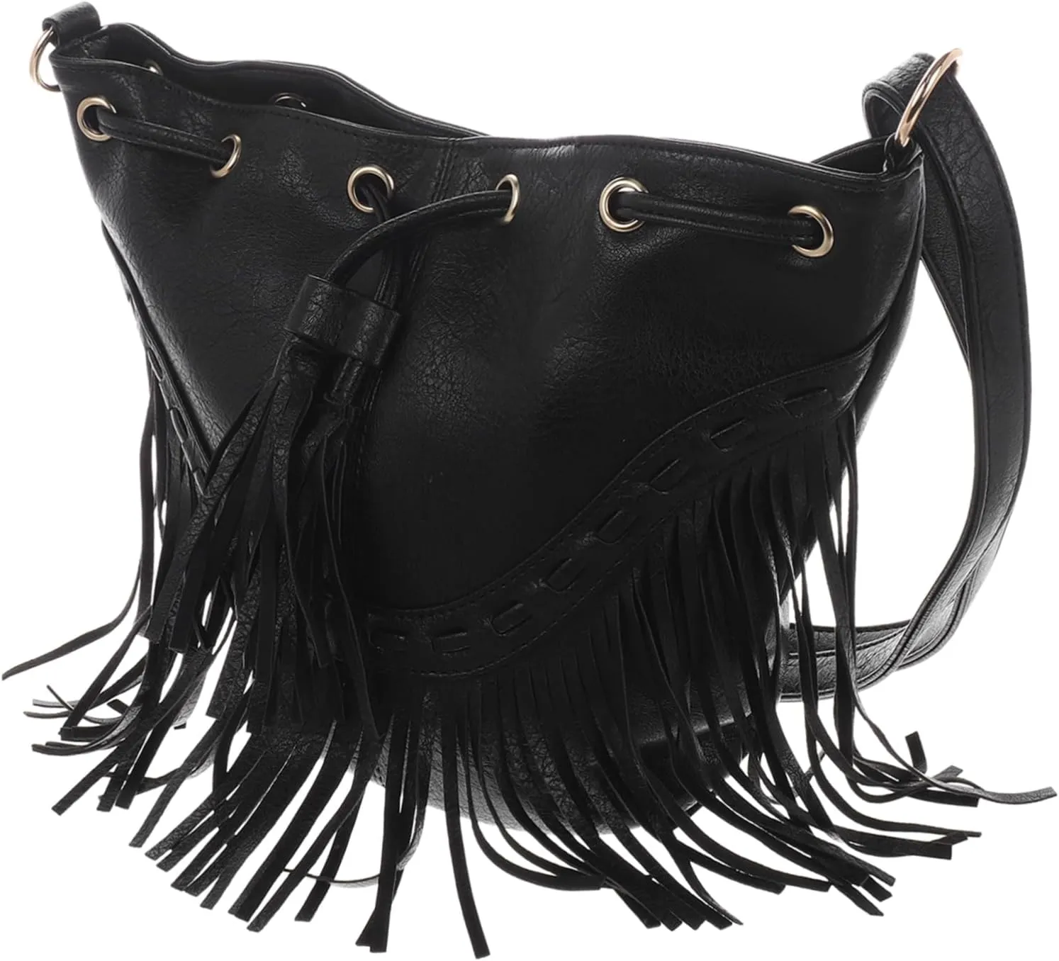Homoyoyo Trendy Tassel Bucket Bag for Women Crossbody Purse Pu Leather Versatile Shoulder Bag for Summer