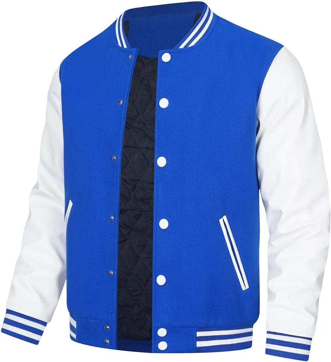HOOD CREW Mens Varsity Jackets Faux Leather Sleeve Letterman Boys College Baseball Jacket