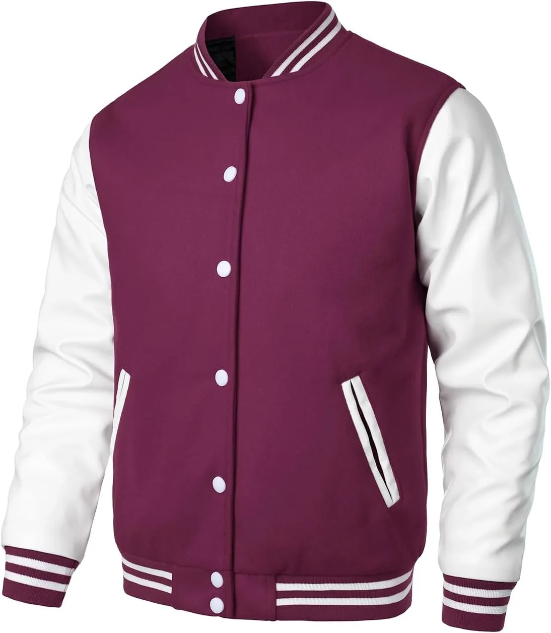 HOOD CREW Mens Varsity Jackets Faux Leather Sleeve Letterman Boys College Baseball Jacket