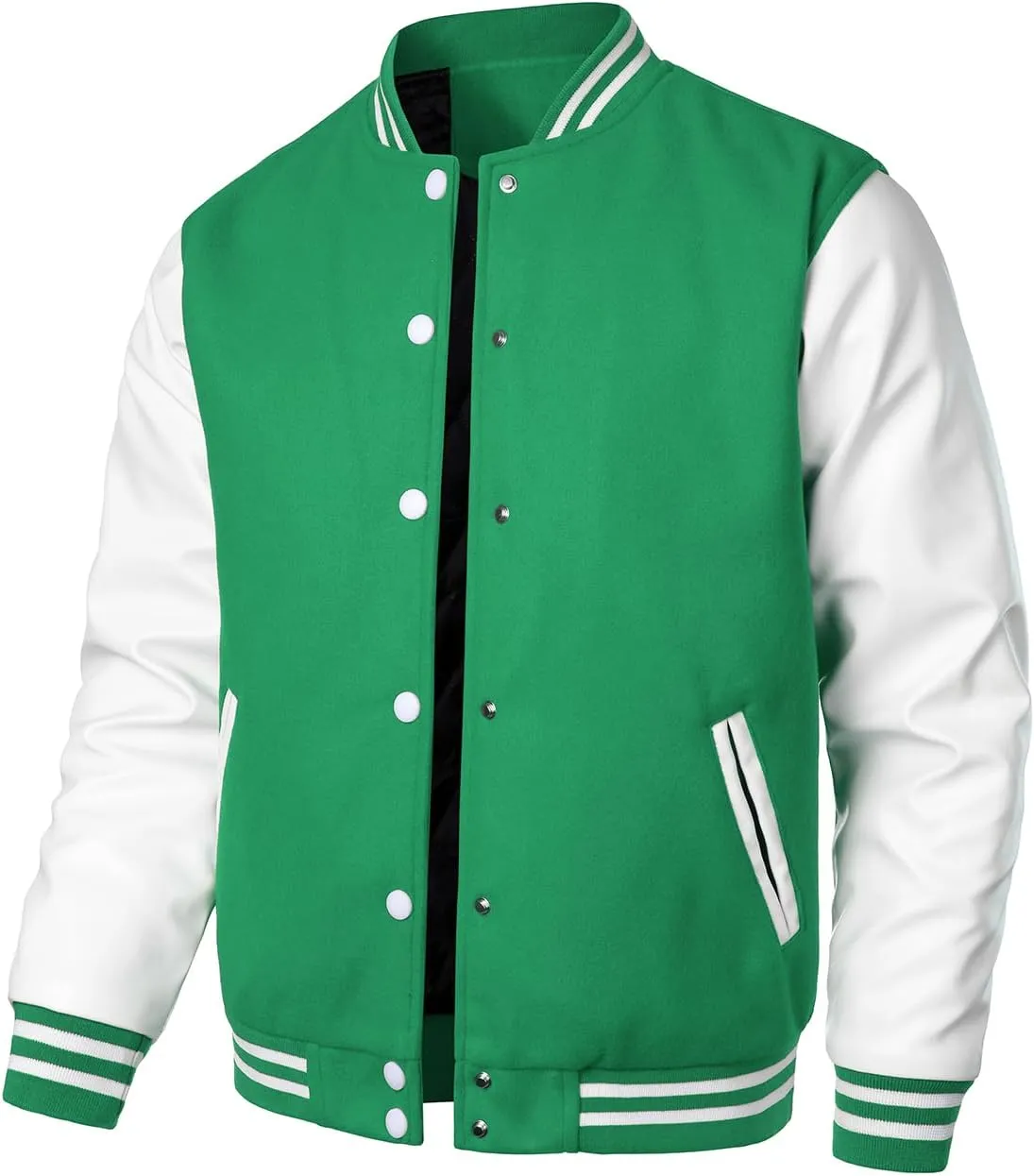 HOOD CREW Mens Varsity Jackets Faux Leather Sleeve Letterman Boys College Baseball Jacket