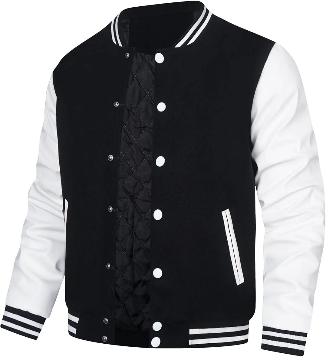 HOOD CREW Mens Varsity Jackets Faux Leather Sleeve Letterman Boys College Baseball Jacket