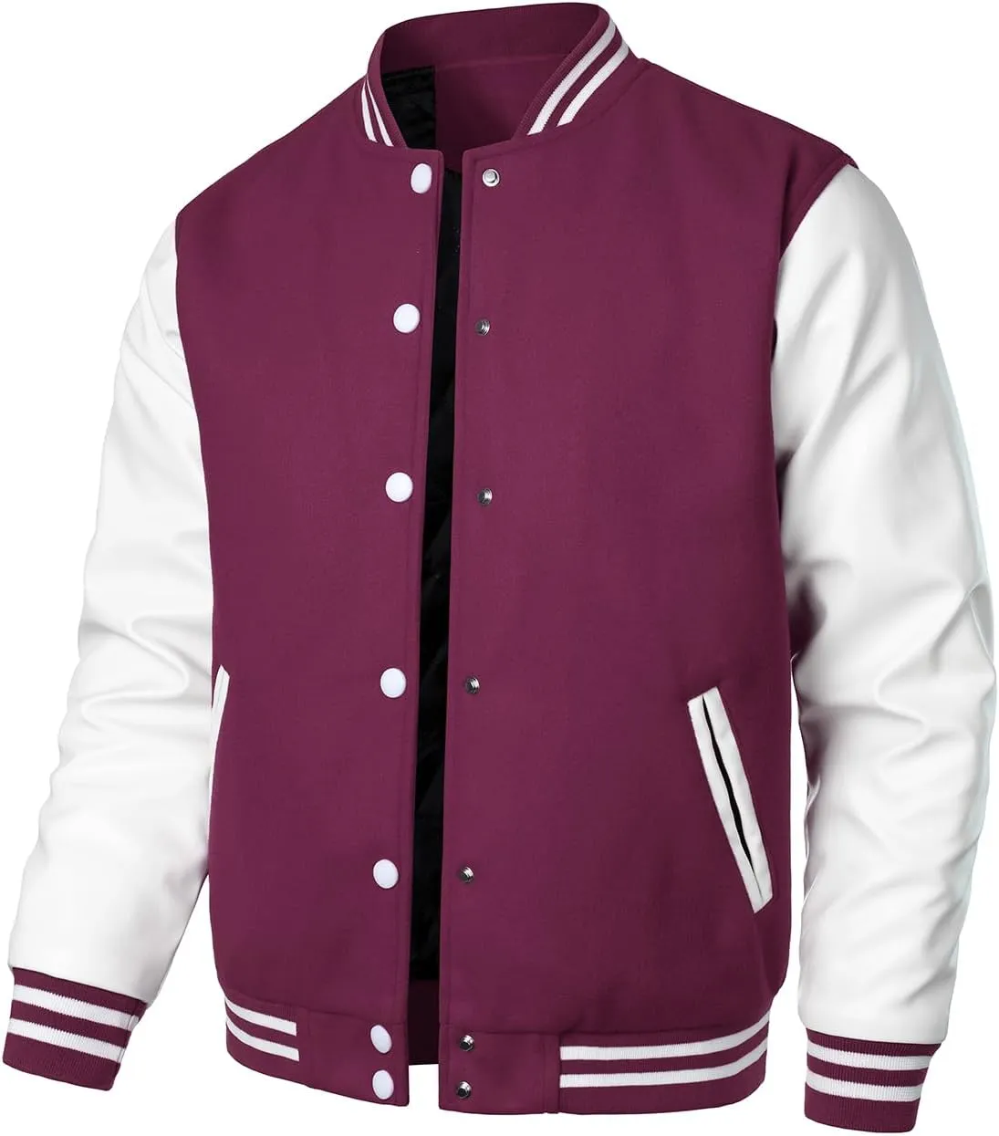 HOOD CREW Mens Varsity Jackets Faux Leather Sleeve Letterman Boys College Baseball Jacket
