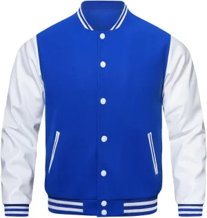 HOOD CREW Mens Varsity Jackets Faux Leather Sleeve Letterman Boys College Baseball Jacket