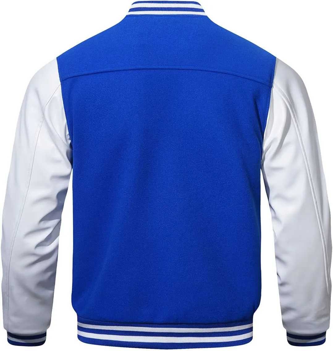 HOOD CREW Mens Varsity Jackets Faux Leather Sleeve Letterman Boys College Baseball Jacket